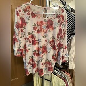 Y2K floral semi sheer shirt